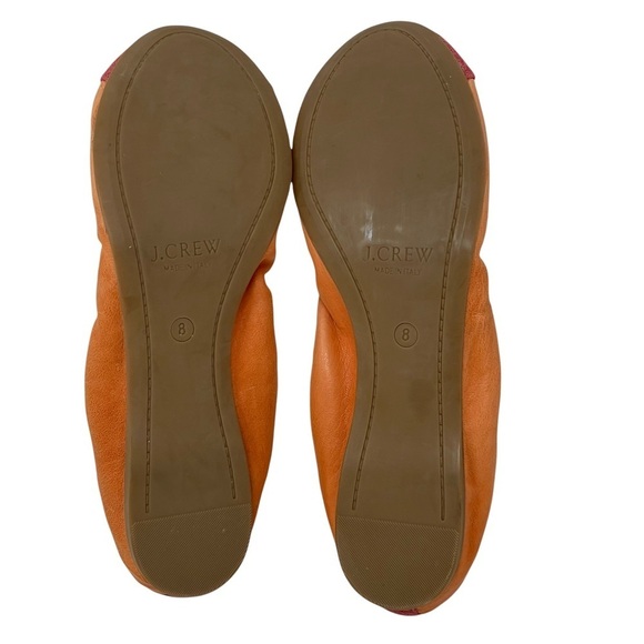 J.Crew Orange Leather Cap Toe Color Block Mila Ballet Flats Size 8 - Picture 7 of 11